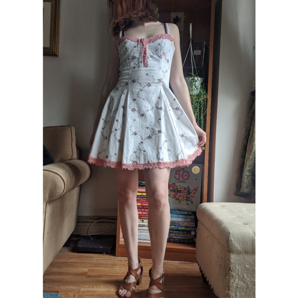 Betsey Johnson Embroidered Floral Mini Dress